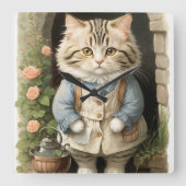 Ragamuffin Cat Vierkante Klok (Voorkant)