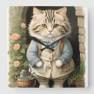 Ragamuffin Cat Vierkante Klok