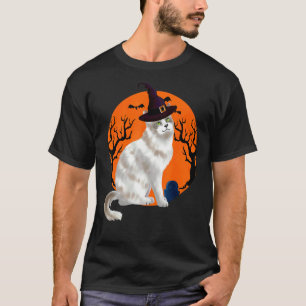 Ragamuffin kat, knappe heksenhut en maan voor Hall T-shirt