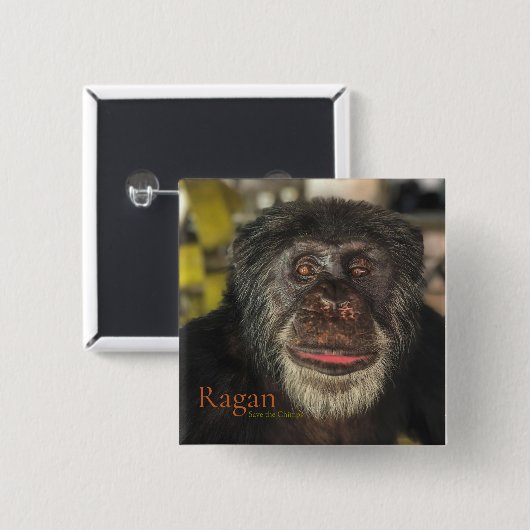 Ragan, sla de Chimps op Vierkante Button 5,1 Cm (Voorkant /achterkant)