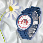 Ragdie Ann Face gepersonaliseerd Horloge<br><div class="desc">Personaliseer de Ragtragedie Ann doll van dit kind met een naam. Vergiet met een schattig afbeelding van een Raggif-pop gezicht in riemen en blauw met decoratieve grensdetails aan het hart. Kies uit een selectie van de stijlen van het horlogegezicht en riem kleuren. Gedeeltelijk creëer met kunstwerk van Allice Smith, aangeschaft...</div>
