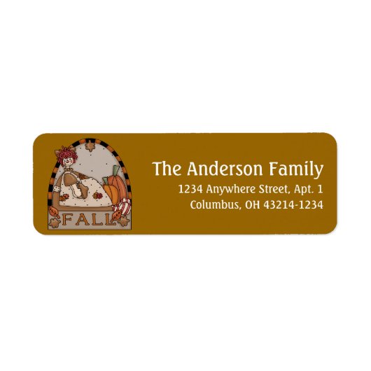 Ragdie Doll Herfst Season Return Address Label (Voorkant)