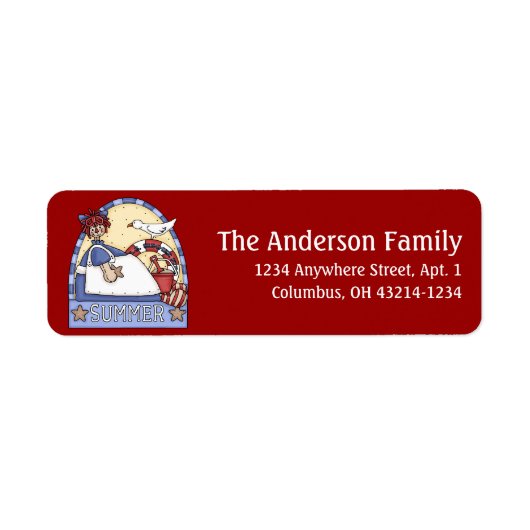 Ragdie Doll Summer Season Return Address Label (Voorkant)