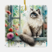 Ragdol Cat in Window Home Sweet Home Keramisch Ornament (Voorkant)