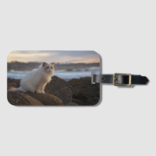 Ragdolkat bij het strand bagagelabel (Voorkant (horizontaal))