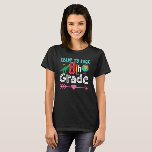 Ragdoll Cat Back To School Ready To Rock 8th Grade T-shirt (Voorkant volledig)