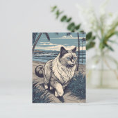Ragdoll-Cat bij een tropisch strand tijdens zonson Briefkaart (Staand voorkant)