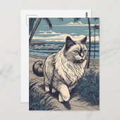 Ragdoll-Cat bij een tropisch strand tijdens zonson Briefkaart (Voorkant / Achterkant)