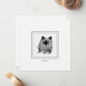 Ragdoll Cat Black and White Tekening Notitiekaartje (Voorkant / Achterkant in situ)
