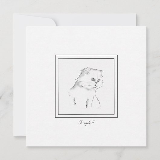 Ragdoll Cat Black en White Contemsive Note Card Notitiekaartje (Voorkant)