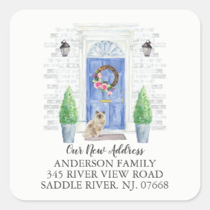 Ragdoll Cat Blue Door Nieuw Adreslabel Sticker