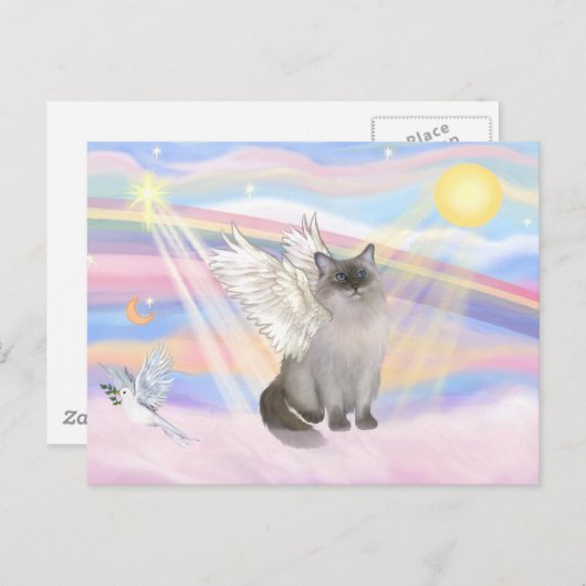 Ragdoll Cat (Blue Point) Angel - Clouds Briefkaart (Voorkant / Achterkant)