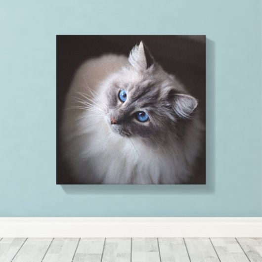 Ragdoll Cat Canvas - Millie's Blue Eyes Afdruk (Insitu (Houten vloer))