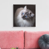Ragdoll Cat Canvas - Millie's Blue Eyes Afdruk (Insitu (Woonkamer))