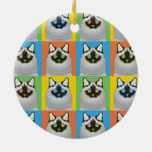 Ragdoll Cat Cartoon Pop-Art (Seal-Point) Keramisch Ornament (Achterkant)