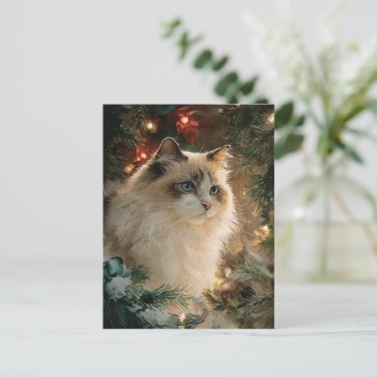 Ragdoll Cat Christmas Briefkaart (Staand voorkant)