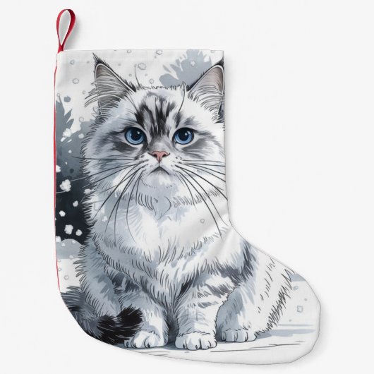 Ragdoll Cat Christmas Stocking Kleine Kerstsok (Voorkant)