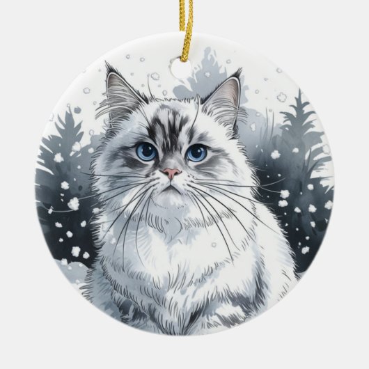 Ragdoll Cat Circle Christmas Ornament (Voorkant)