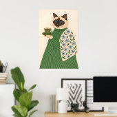 Ragdoll Cat Coffee Art Print, Floral Green Jacket Poster (Thuiskantoor)