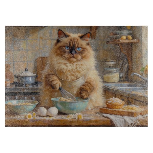 Ragdoll Cat Cooking in Kitchen Snijplank (Voorkant)