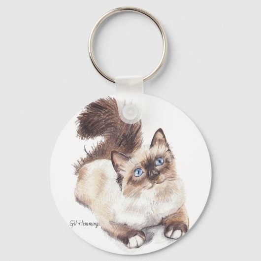 Ragdoll cat door artistieke GV Hemmings Sleutelhanger (Voorkant)