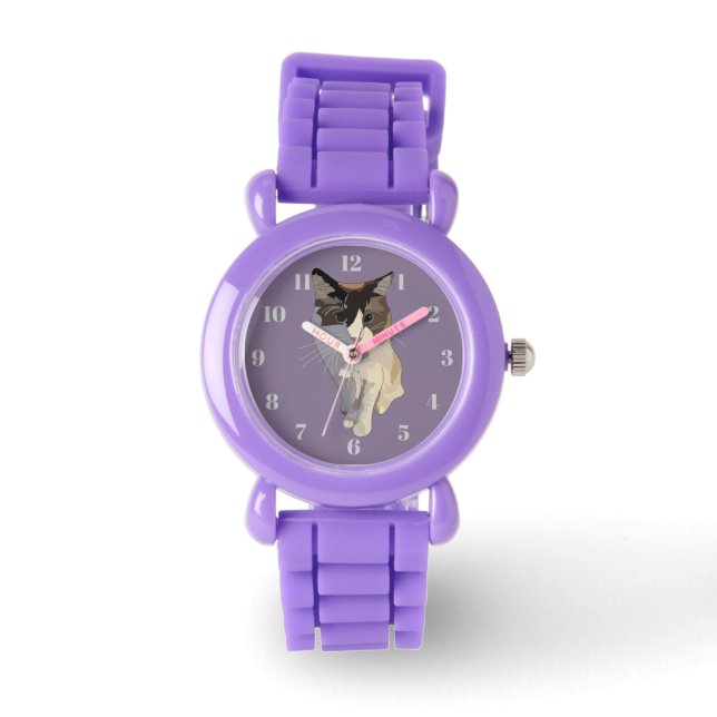 Ragdoll cat, Dusty Purple Horloge (Voorkant)