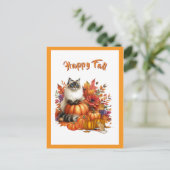 Ragdoll Cat en pompoenen Happy Herfst Feestdagenkaart (Staand voorkant)