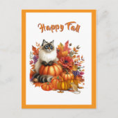 Ragdoll Cat en pompoenen Happy Herfst Feestdagenkaart (Voorkant)