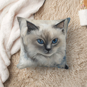 Ragdoll Cat Face Decoratief Kussen – Waterverf