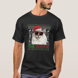 Ragdoll Cat Feliz Meowidad Funny Kerstmis T-shirt