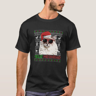 Ragdoll Cat Feliz Meowidad Funny Kerstmis T-shirt