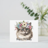  Ragdoll Cat Floral gepersonaliseerde Birthday Kaart (Staand voorkant)