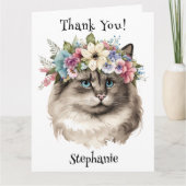  Ragdoll Cat Floral Persoonlijk Dank u Kaart (Voorkant)