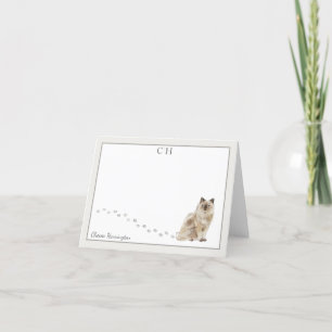 Ragdoll Cat Gray Border Monogram Naam gevouwen Bedankkaart