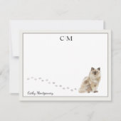 Ragdoll Cat Gray Border Monogram Naam Notitiekaartje (Voorkant)
