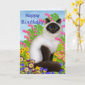Ragdoll Cat in Garden Flowers Verjaardag Kaart (Gele Bloem)