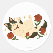 Ragdoll Cat in Roses Ronde Sticker (Voorkant)