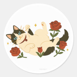 Ragdoll Cat in Roses Ronde Sticker