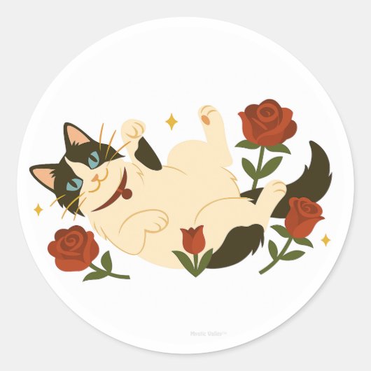 Ragdoll Cat in Roses Ronde Sticker (Voorkant)