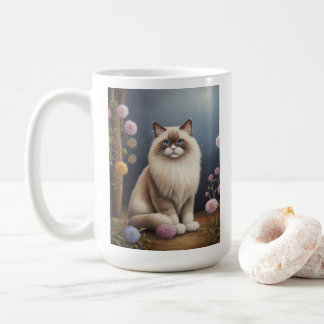 Ragdoll Cat in Tuin Fluffy Pet Illustratie Koffiemok