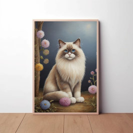 Ragdoll Cat in Tuin Fluffy Pet Illustratie Poster