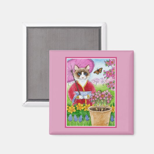 Ragdoll Cat Japanse tuinroze paasroze Magneet (Voorkant / Achterkant)