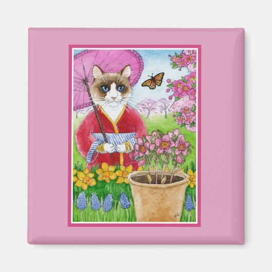 Ragdoll Cat Japanse tuinroze paasroze Magneet (Voorkant)