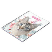 Ragdoll Cat "Kat Fuzz Butt" White & Roze Flowers Notitieboek (Linkerzijde)