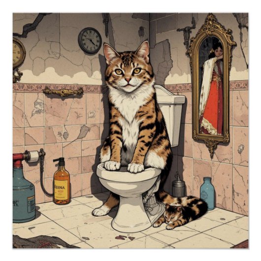 Ragdoll Cat Kitten Badkamer Toilet Humor Perfect Poster (Voorkant)