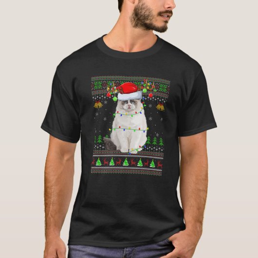 Ragdoll Cat Lover Xmas Santa Ragdoll Ugly Christma T-shirt (Voorkant)
