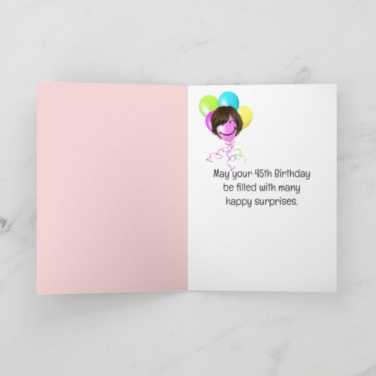 Ragdoll Cat met 45e jaarballon Kaart (Binnen)