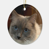 Ragdoll Cat met Blue Eyes kan worden gepersonalise Keramisch Ornament (Links)