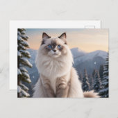 Ragdoll Cat op de besneeuwde berg met serene winte Briefkaart (Voorkant / Achterkant)