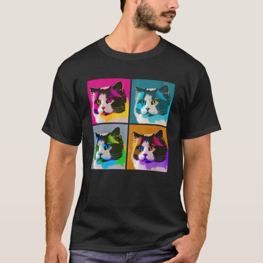 Ragdoll Cat Pop Illustratie Kleurrijke Dierlijke M T-shirt (Voorkant)